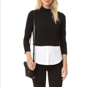 Theory Gracila Two-Fer Mock Neck Top
